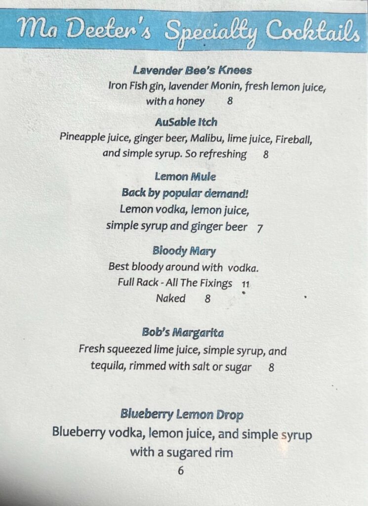 Ma Deeters Menu 4